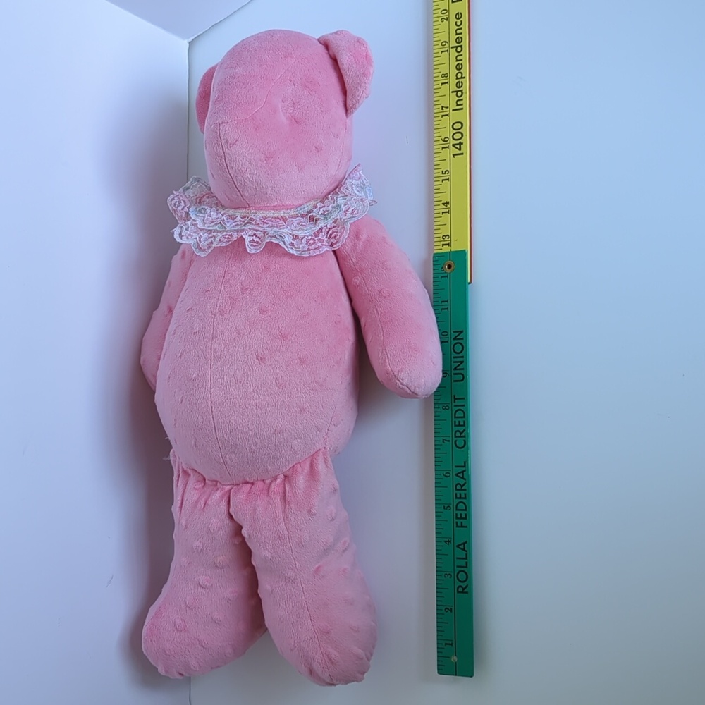 Vintage Teddy Bear Plush Large Pink Handmade Hand Crafted - Picture 4 of 5